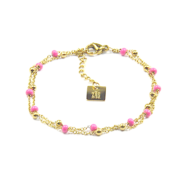 ZAG Bijoux enkelband Beads roze