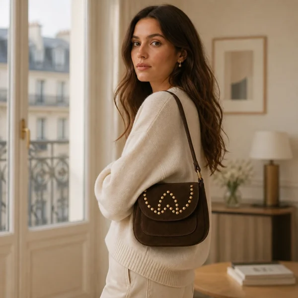 Suede schoudertas Winona bruin
