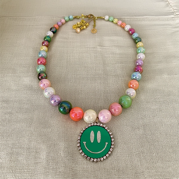 Smiley kralen ketting Groen