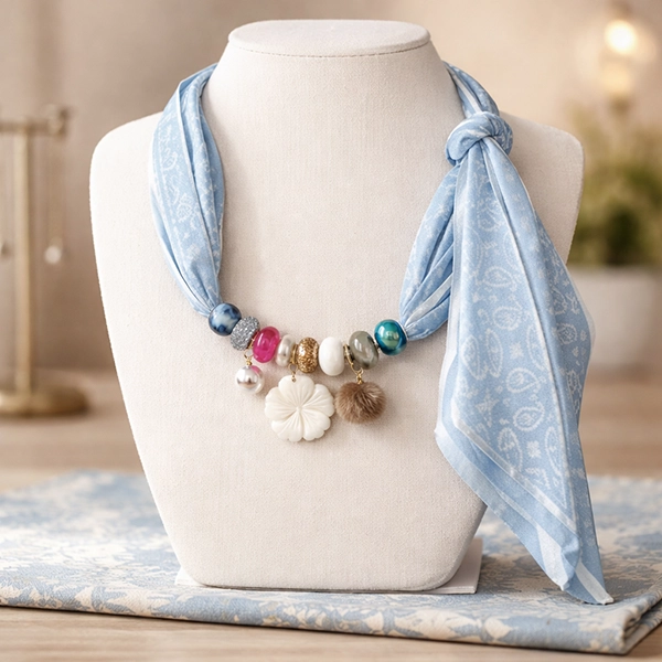 Sjaalketting Paisley blue