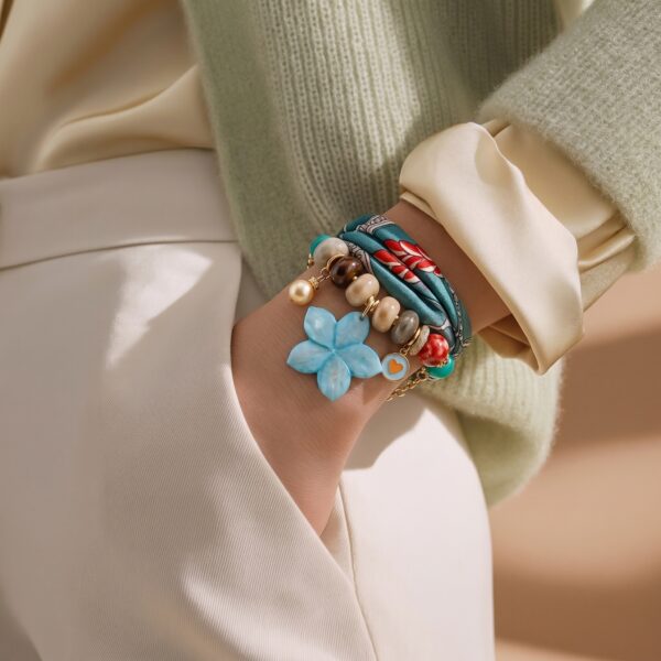 Sjaalketting Flower blue