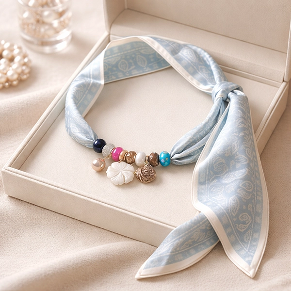 Sjaalketting Paisley blue