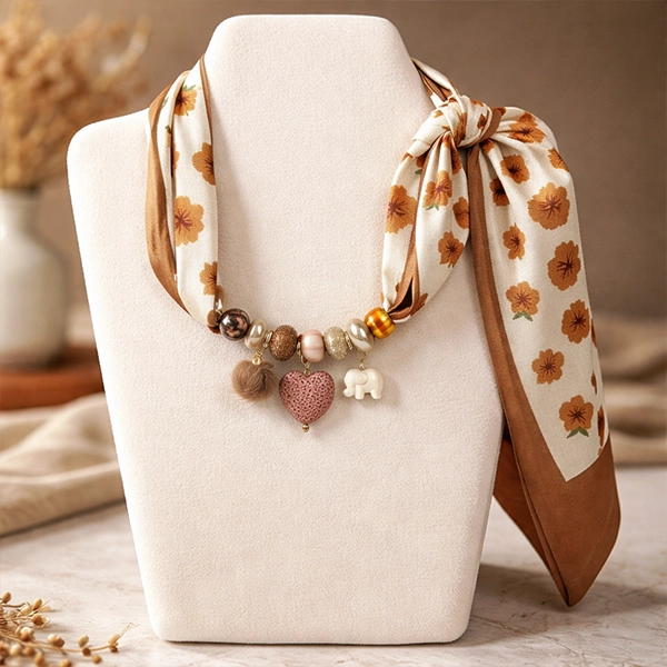 Sjaalketting Flower oker