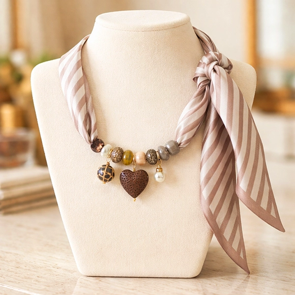 Sjaalketting Stripe beige