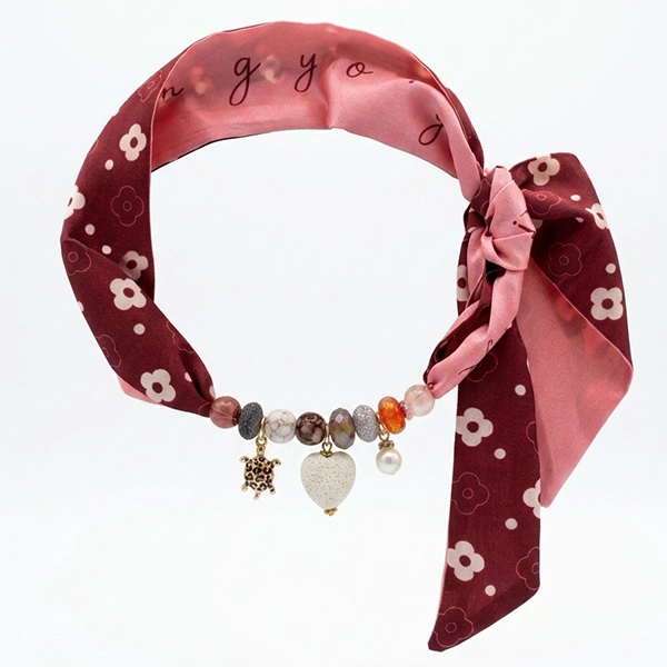 Sjaalketting Flower red