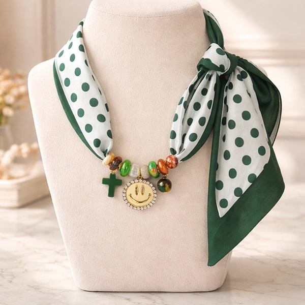 Sjaalketting Dot green