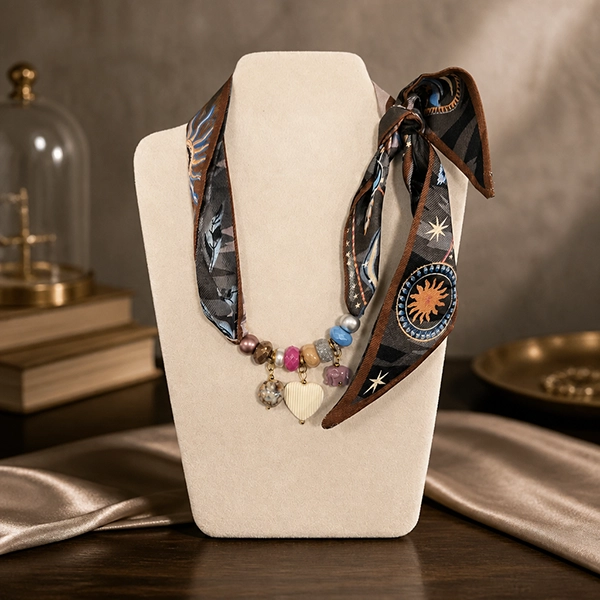Sjaalketting Love white