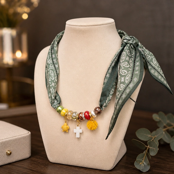 Sjaalketting Paisley green