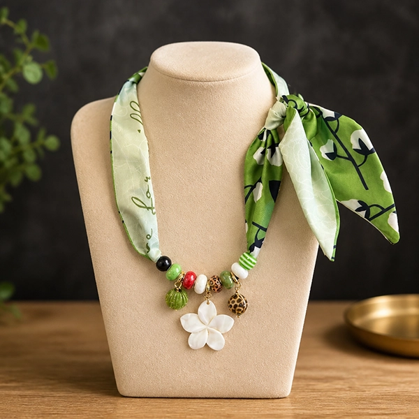Sjaalketting Flower green
