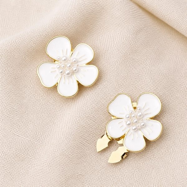 Button cover Flower wit