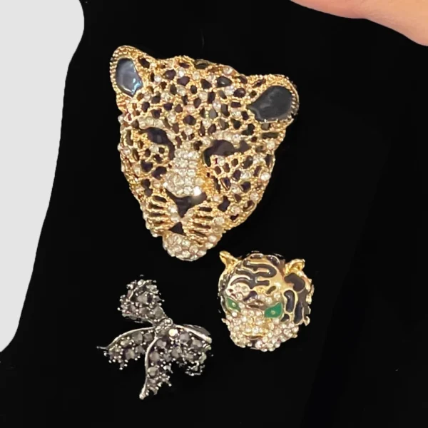 Broche Strass Panther goud