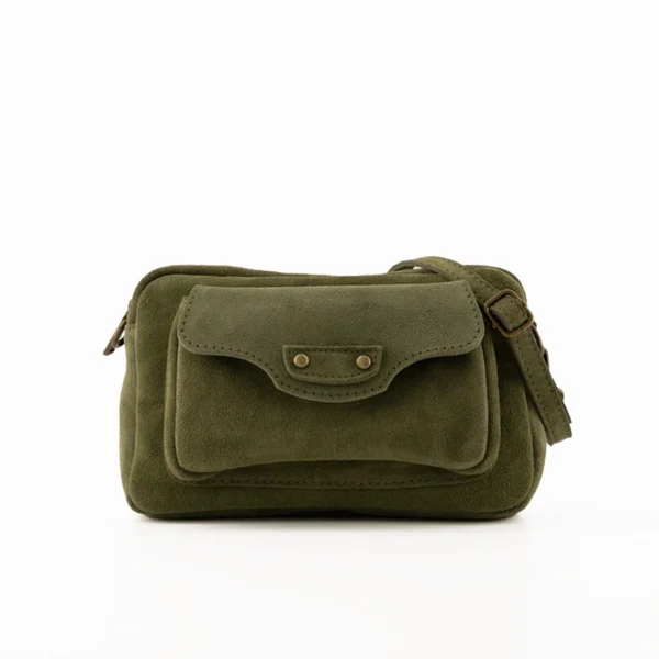 Suede schoudertas Jessa groen