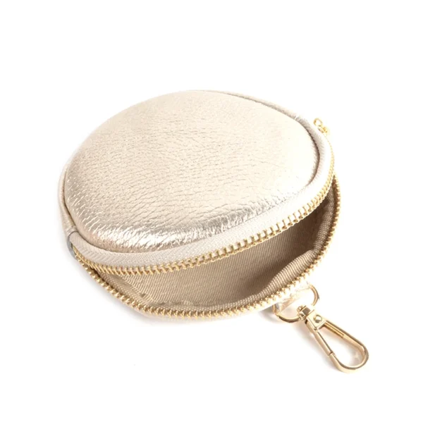 Ronde leren etui goud