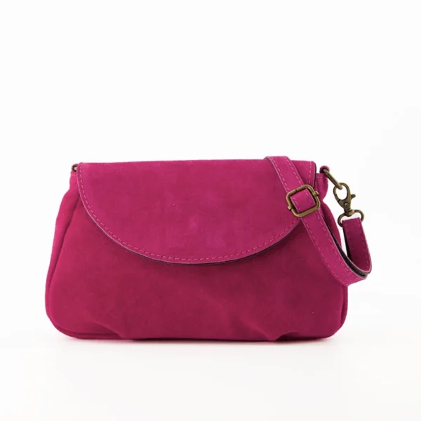 Suede schoudertas Mirza roze