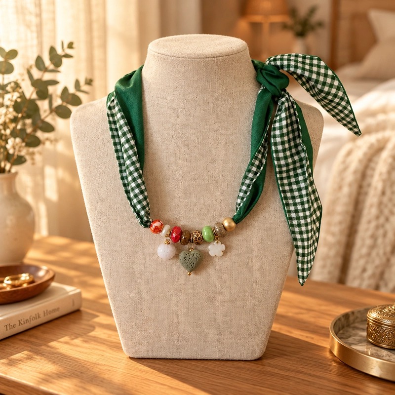 Sjaalketting Square green 2