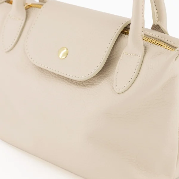 Leren schoudertas Chantal ecru detail