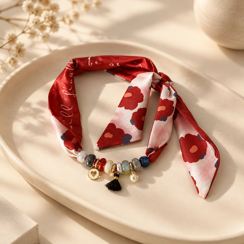 Sjaalketting Flower grey