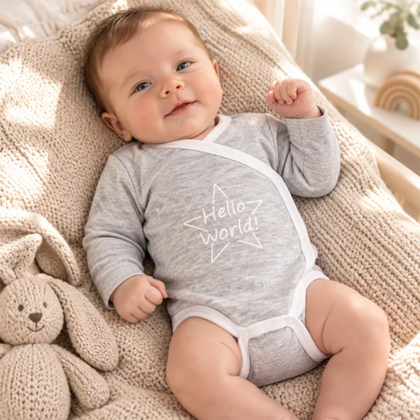 VIB® romper Hello World grijs